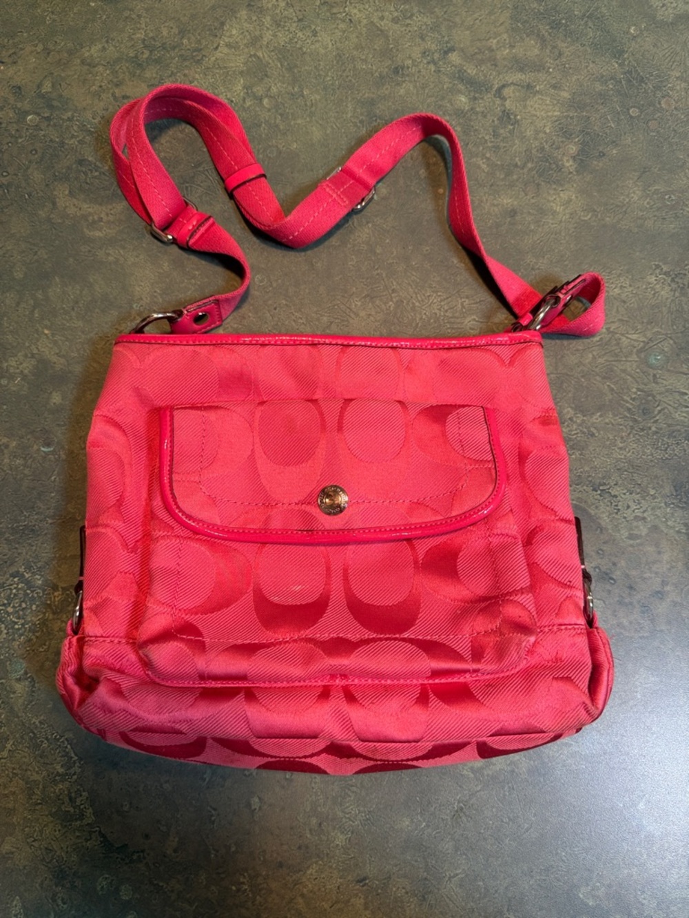 Coach Pink Signature Jacquard Crossbody Bag